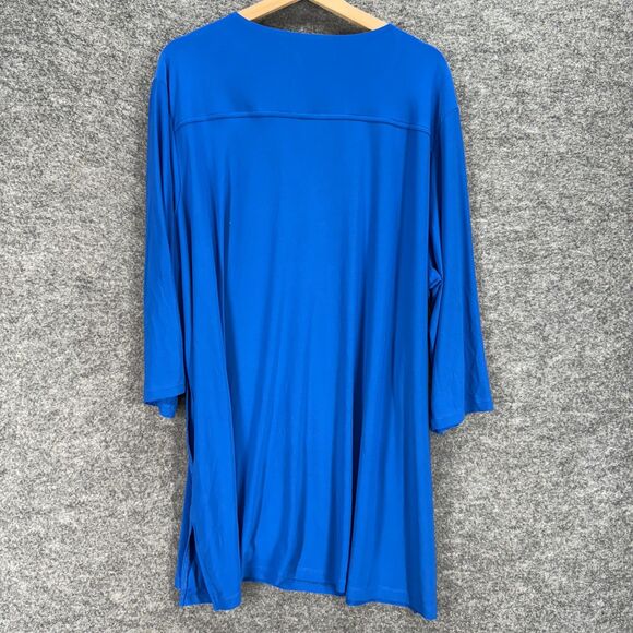 Attitudes Mini Dress Women 3X Plus Blue Short V-Neck Long Sleeve Pullover Casual - Picture 2 of 7